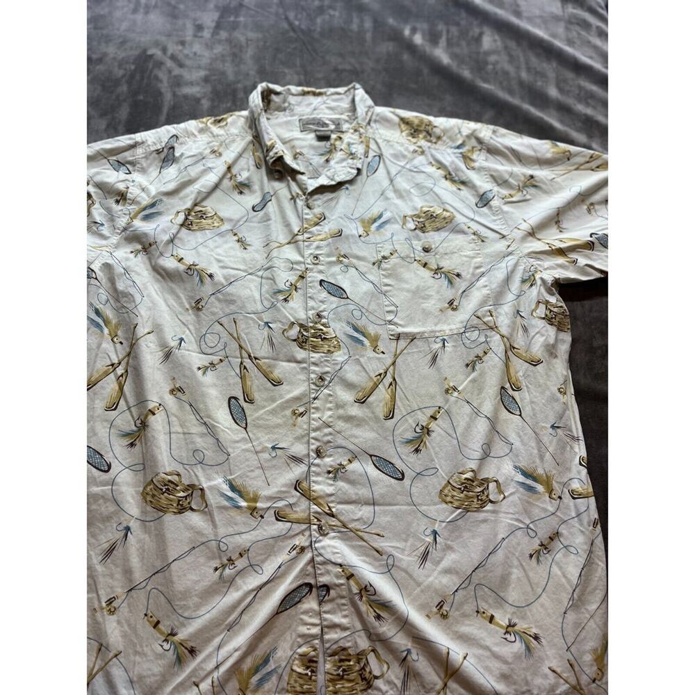 Mens Hook &‎ Tackle Short Sleeve Button Down Outdoor Fishing Shirt Size XXL 2XL
